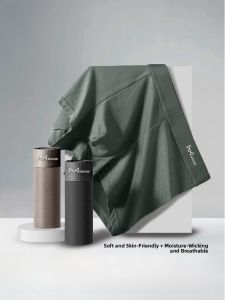 MiiOW | Mens Pure Cotton Underwear Antibacterial Flat Angle Pants Breathable Comfortable Shorts Simple Style Youth Suitable Briefs