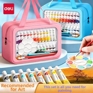 deli | Washable School Children Watercolor and Gouache Paint Set 24 Colors