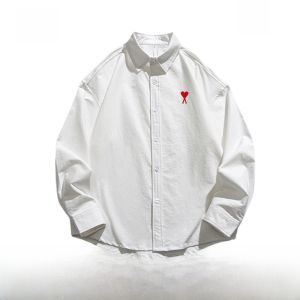 Ami Outlet เสื้อเชิ้ตแขนยาวผู้ชายผู้หญิงเว็บไซต์อย่างเป็นทางการส่วนลดที่ขายดีที่สุด ชนเผ่า เสื้อผ้าตรง ปกเสื้อ ปัก ผ้าฝ้าย