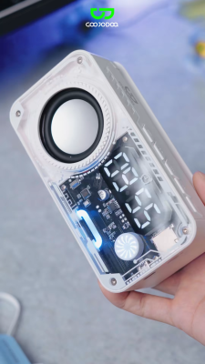 Loa không dây GOOJODOQ Bluetooth 5.3 Thiết kế kiểu dáng cơ học Màn hình LED hiển thị thời gian với đ