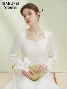 isabufei | Đầm A-line Âu yếm Nút Trang Nhã Kiểu Trung Quốc