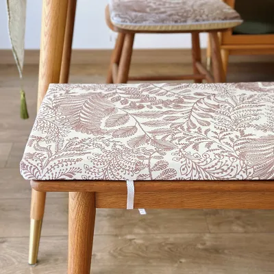 American Plant Print Seat Cushion Sponge Pad Long Rectangle Solid Wood Bench Shoe Bench Window Seat Pad Modern Simple Style