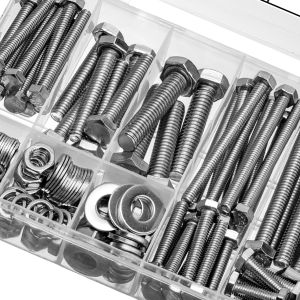 176pcs Stainless Steel M6 M8 M10 Bolts and Nuts Set with Washers - Heavy Duty Industrial Fasteners