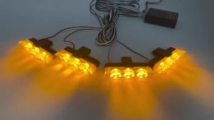 Đèn Báo Hiệu Ô Tô 12V Đèn Strobe Lưới Tản Nhiệt 4x3 LED Mini Đèn Chạy Ban Ngày Đèn Tín Hiệu Khẩn Cấp LED Đen Cho Xe Cộ
