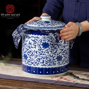 Jingdezhen Ceramic Blue and White Porcelain Airtight Tea Caddy