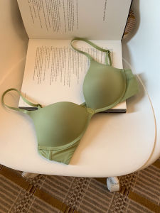 JoyceBra Wireless Front-Closure Bra Womens Light Thin Breathable Seamless Natural Feeling Gathered Nylon Cup V-Neck Home Clothes