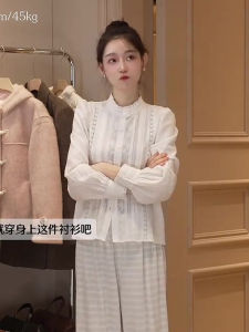 Oajer Flagship Store เสื้อเชิ้ตผู้หญิงฤดูใบไม้ร่วง 2024 ดีไซน์เรียบง่าย นุ่มๆ ดีไซน์เปิดหลัง เสื้อเชิ้ตผู้หญิงทรงหลวม