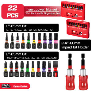 Geinxurn 11/22/44PCS UTLTRA TORQUE Bit Set Strong Magnetic Quick‑Change Holder S2 Alloy Steel With Storage Case