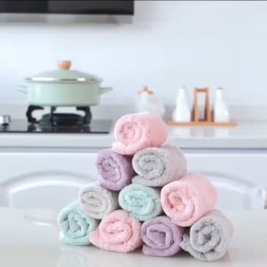 5 or 10pcs Strong absorbent dish towel wipes two-color dish towels kain lap meja Kitchen cleaning dish cloth