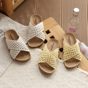 New Cross-Strap Woven Slippers