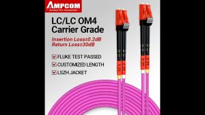 AMPCOM Fiber Optic Cables -customize OM4  LC LC Fiber Optical Patch Cord 0.5m | 10Gbps Optical Duplex 50/125 Multimode Jumper