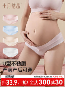 Low Waist Maternity Underwear U-Shaped Design Seamless Comfortable Cotton for Pregnant Women Belly Support Innerwear Set of 4