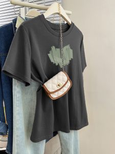 Slim Fit Pure Cotton Short Sleeve T-Shirt Womens Summer New Design Trendy Versatile Shoulder Appropriate Casual round Neck Top