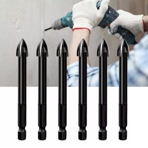 Bộ 4 mũi khoan đa năng 4 cạnh chuôi lục giác khoan gạch men gạch đá hoa kính xây dựng gỗ nhôm bê tông đường kính 6/8/10/12mm