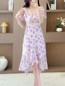 DAIXIANGFEIZI | Floral Chiffon Dress for Petite Mothers Mid-length