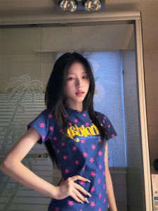 XIANGBAIWEI | American Letter Star Pattern Slim Fit T-Shirt