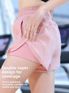 BAISILING | Anti-Exposure Fake Two-Piece Running Shorts With Pockets Quick-Dry 3/4 Length
