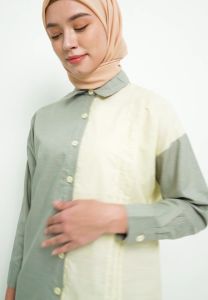 MFMW Raturame Atasan Blouse Kombinasi Yellow Green