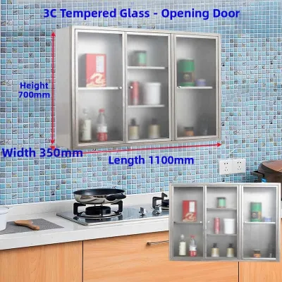 Stainless Steel Kitchen Wall Cabinet Sliding Doors