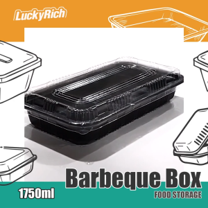 LuckyRich - Barbeque Box 1750ml  25/50pcs pcs with lid cover - for Food Storage Container needs