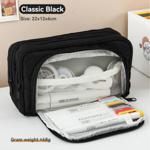 3 Layers Pencil Case Large Capacity Pouch with Zipper Compartments for Students Kids Back To School Supplies Stationery Storage