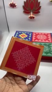 MDF Wooden Chowki Stand (4x4 Inches) | Laminated Pooja Pallet with Wooden Legs | Ideal for Lamps Idols Figurines | Pooja Essential Manai Platform