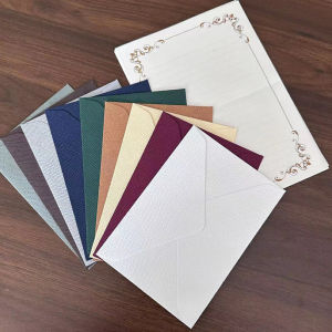 หนา 120 แกรมสีบริสุทธิ์ ผ้าลินิน ผ้าซองจดหมายย้อนยุคสร้างสรรค์ระดับไฮเอนด์สไตล์ตะวันตกสีแดง < Ne2> สีน้ําตาลเครื่องเขียนธุรกิจ