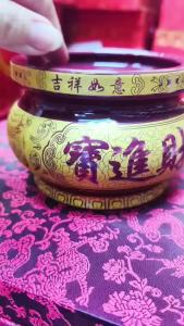 Incense Burner 招财进宝香炉 金玉满堂 朱红色香炉 地主公 供神 供佛 拜神