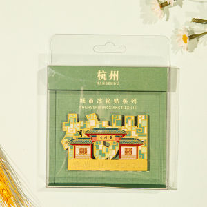 Creative Travel Souvenir Gift West Lake Scenic Area Ten Views Sandflowering Fridge Magnet Metal Material Cultural Theme