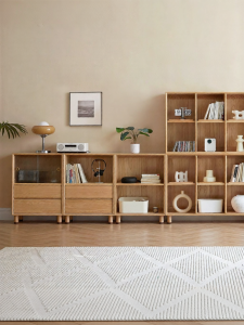 WEISHA | Oak Storage Bookcase Solid Wood Combined Shelving Unit
