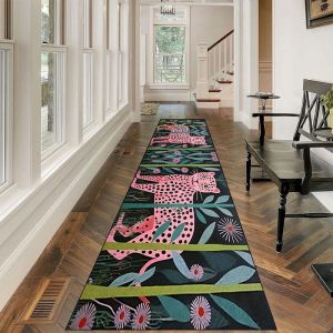 VIKAMA Tropical Panther Anti Slip Runner Rug Easy Wash Entrance Hallway Balcony Bedroom Indoor Home Decor Floor Carpet