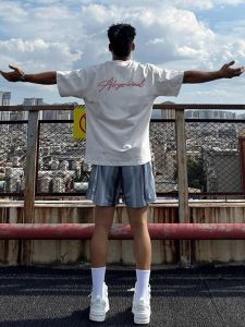 เสื้อยืดแขนสั้นผ้าฝ้ายแท้สีขาว ทรงหลวม ดีไซน์ตัวอักษร แฟชั่นฤดูร้อน สำหรับผู้ชาย เสื้อยืดคอกลม ทรงหลวม ทรงหลวม