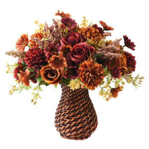 Artificial Flowers Rose Wedding Wreath Home Outdoor Garden Festival Autumn Decora DIY Room Table Yard Bridal Bouquet Gifts Prop