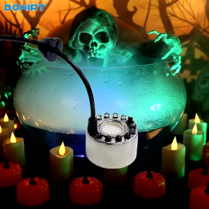 Fog Maker 12 Lights 16mm Mini LED Pumpkin Light Fogger Water Fountain Pond Fog Ultrasonic Atomizer for Halloween Christmas Party