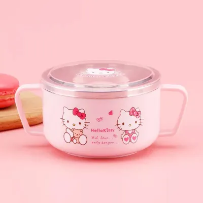 XIANGCAI | Anti-drop Heat-resistant 304 Stainless Steel Kids Bowl with Lid and Double Handles
