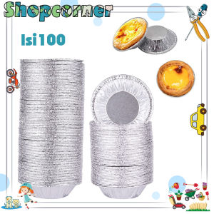 Isi 100 Cetakan Pie Susu Mini Disposable Aluminum Foil Baking Cookie Muffin Cupcake Egg Tart Mold