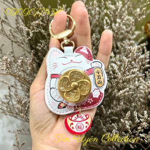 Móc Khóa Mèo Thần Tài May Mắn Tài Lộc 2023 đính phụ kiện đẹp mắt dễ thương