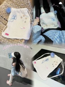 JOJOclub Original Versatile Handmade Beaded Knitted School Bag Youthful Sweet-and-Spicy Style Double-Shoulder Backpack