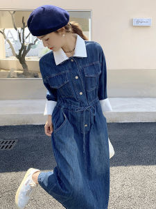 ชุดเดรสยาวแขนยาวสไตล์เกาหลีพร้อมเสื้อเชิ้ตสไตล์ยูนิเซ็กซ์สำหรับฤดูใบไม้ร่วง 2025 ชุดเดรสยาวทรงเอคอเหลี่ยมสีพื้นมีกระดุมข้างเดียว