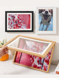 Khung Ảnh Từ Tính Bằng Gỗ Nguyên Khối Có Nắp Mở Khung Nghệ Thuật Trẻ Em Khung Ảnh 4K Khung Trang Trí Khung Tranh Sơn Dầu