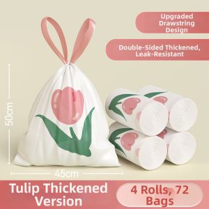 Thickened Drawstring Plastic Garbage Bags Portable Kitchen Office Handheld Family Use 2575 ACOOLTD Household Cleaning Tools