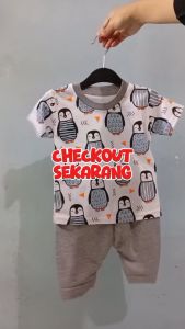 Setelan Baju bayi anak laki motif karakter ANIMAL PENGUIN usia baby sampai 24 bulan MAX BB 12 KG