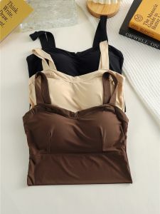 Áo Vest Dây Cổ Vuông Ice Silk Ngắn Mùa Hè Mới Cho Nữ Pure Desire Áo Lót Ngực Áo Vest Ngắn Mặc Ngoài Trời Thường Ngày