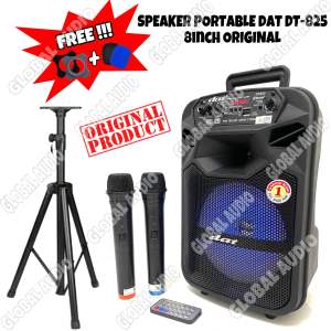 Speaker Portable Wireless Dat DT 825 8inch Original Free 2bh Mic Wireless plus Stand Portable Dt825 Bluetooth - USB Dat825 ( Bisa COD )