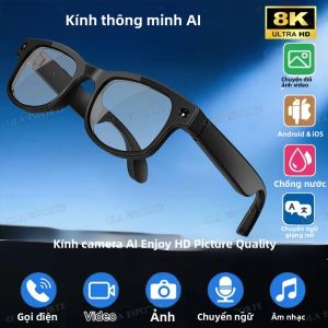 Kính Thông Minh 8K AI Gọi Bluetooth Trợ Lý Giọng Nói Camera Đa Chức Năng Ảnh HD Kính Thông Minh Đổi Màu Máy Nghe Nhạc Dịch Thuật