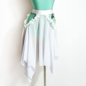 YJFY Dance | Green Mesh Practice Skirt Latin Dance Outfit