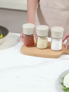 Salt Seasoning Bottle Kitchen Household Double-caliber Seasoning Spice Bottle Cumin Pepper Pot Transparent Glass Jar