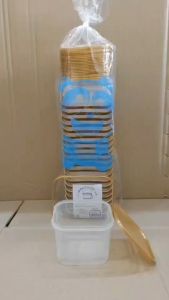 ถังโบว์ และ ถังสี่เหลี่ยม PP พร้อมฝาปิดสีทองมีหูหิ้ว ตรา A-PANDA