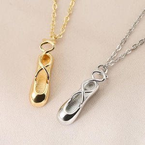 Stainless Steel Ballet Shoe Pendant Metal Chain Necklace for Women Girls Dainty Elegant Dance Shoes Clavicle Choker Jewelry Gift