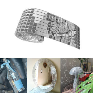 1 Roll Mosaic Mirror Tile Stickers 3D Mirror Decoration Patch Peel and Stick Wall Decal for Christmas Party Decoration